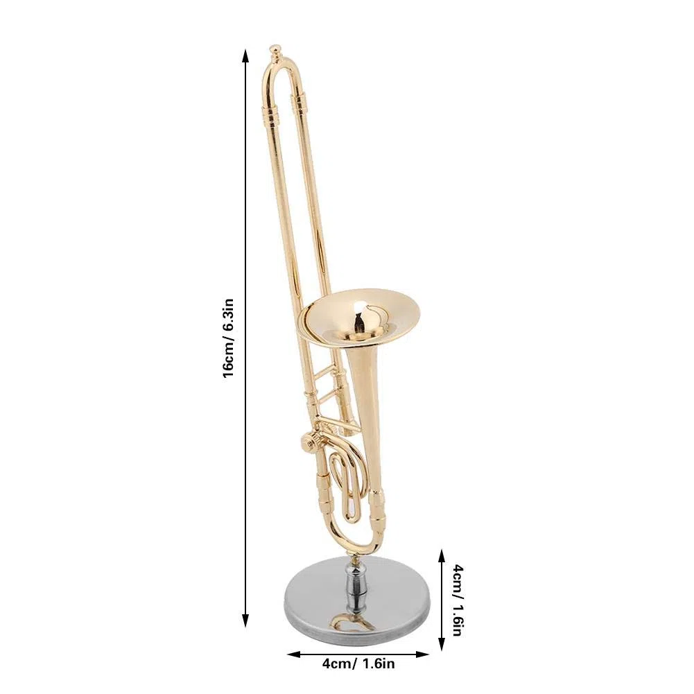 Hztyyier Ornamenti Musicali in Miniatura Modello di Strumento Musicale Trombone con Chiusura in Metallo Dimensioni 6,3 x 1,6 x 1,6 Pollici