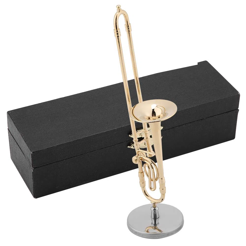 Hztyyier Ornamenti Musicali in Miniatura Modello di Strumento Musicale Trombone con Chiusura in Metallo Dimensioni 6,3 x 1,6 x 1,6 Pollici