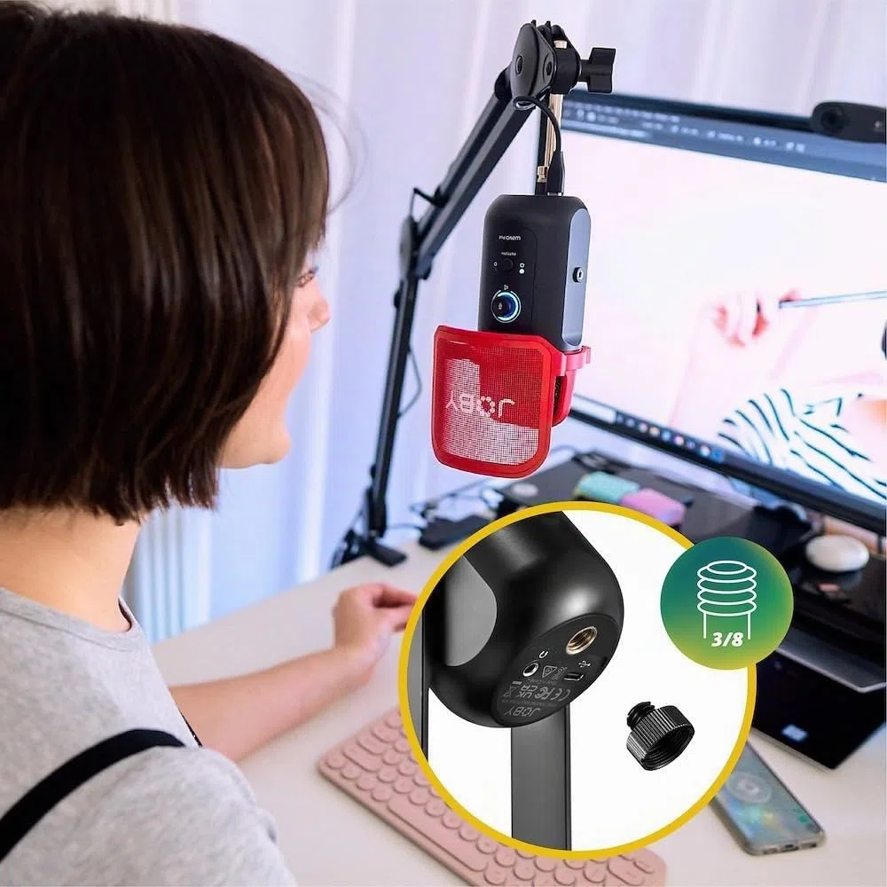 JOBY Wavo POD USB Microfono a Condensatore per PC, Streaming, Podcasting, Controlli Mute e Gain, Microfono per PC, Plug & Play per PC e Mac, Microfono USB, Microfoni a Condensatore