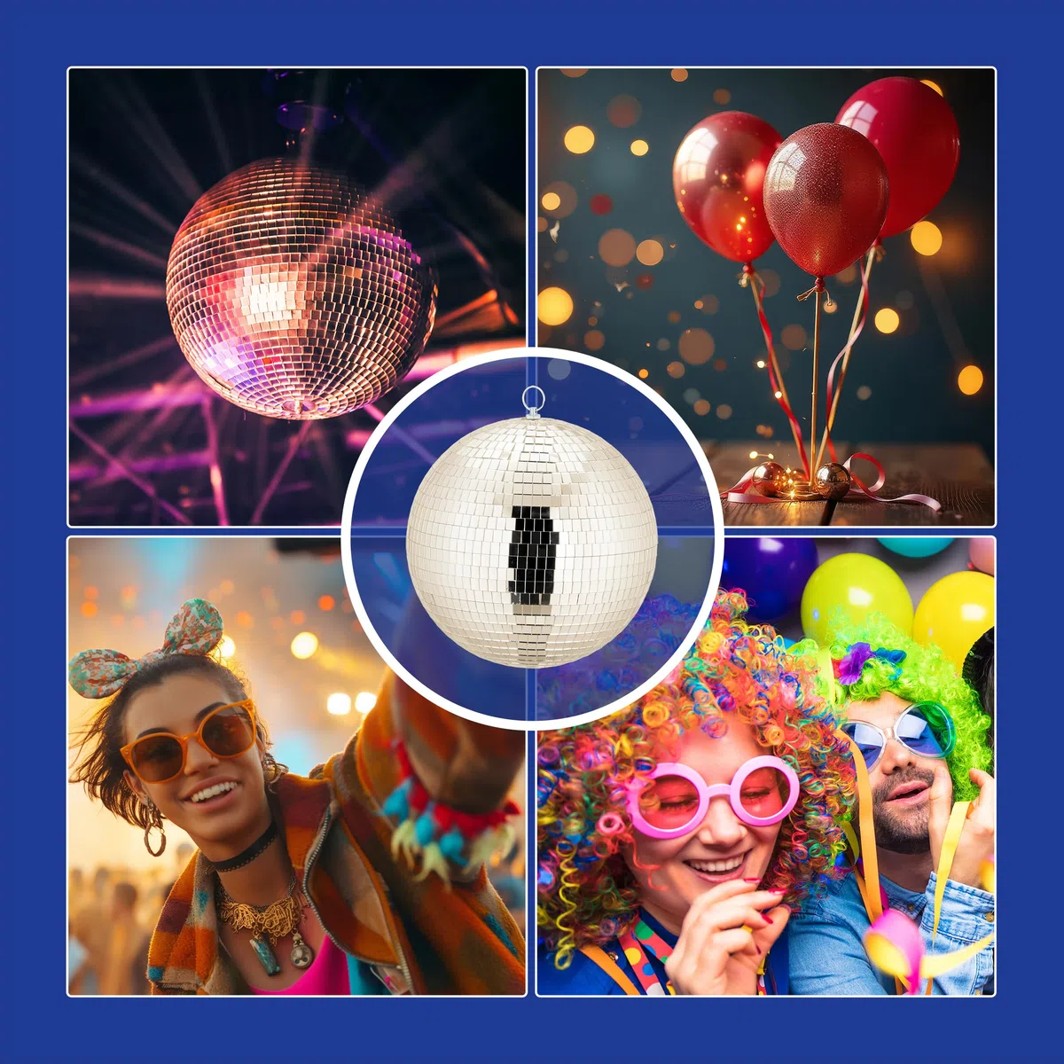 Relaxdays Palla a Specchio Disco Ball Ø 25 cm Decorativa da Appendere per Feste Champagner