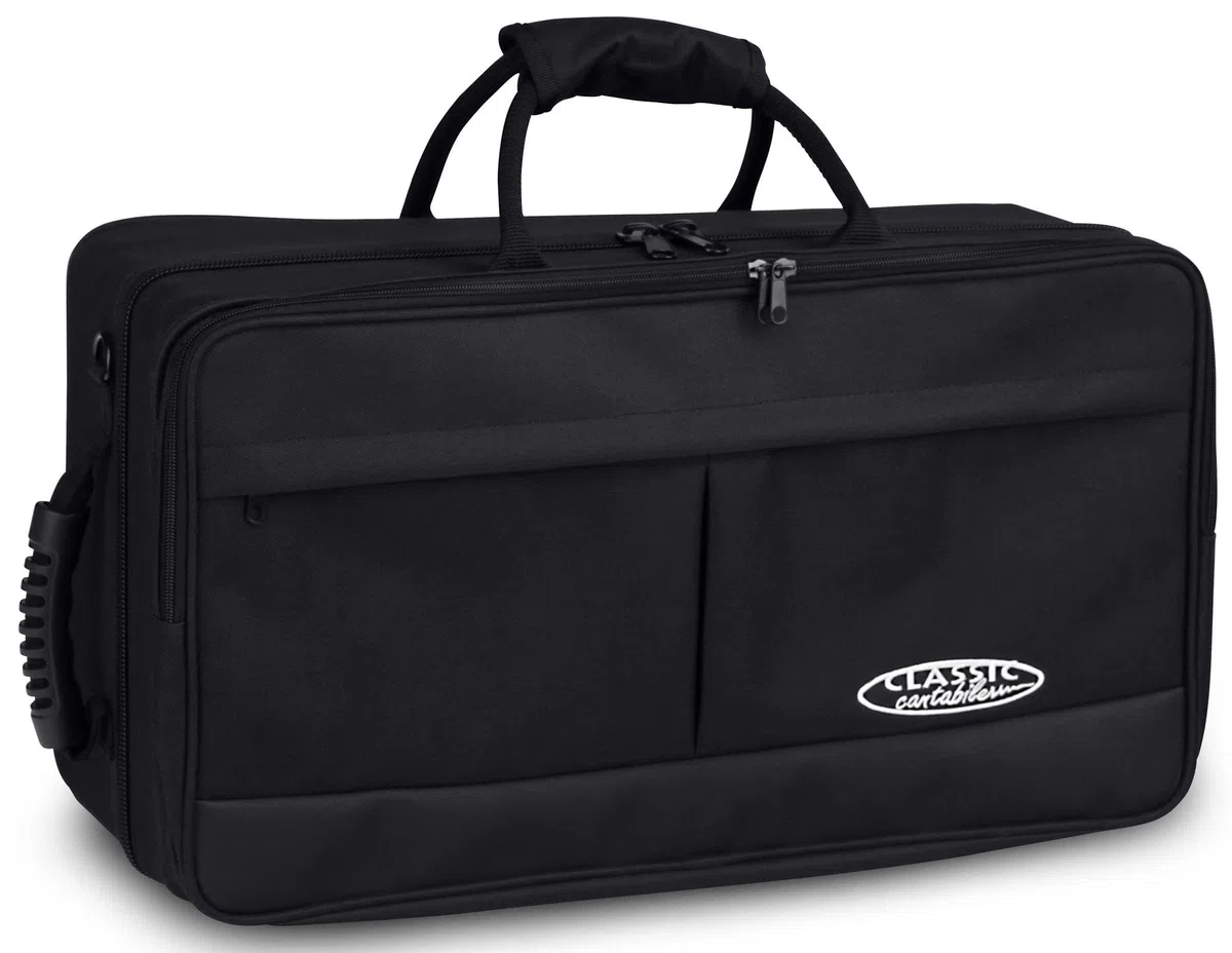 Classic Cantabile TRB-2 Custodia per 2 Trombe (Light-case per trombe jazz/valvole a pompa, ampie tasche esterne, funzione zaino) nero