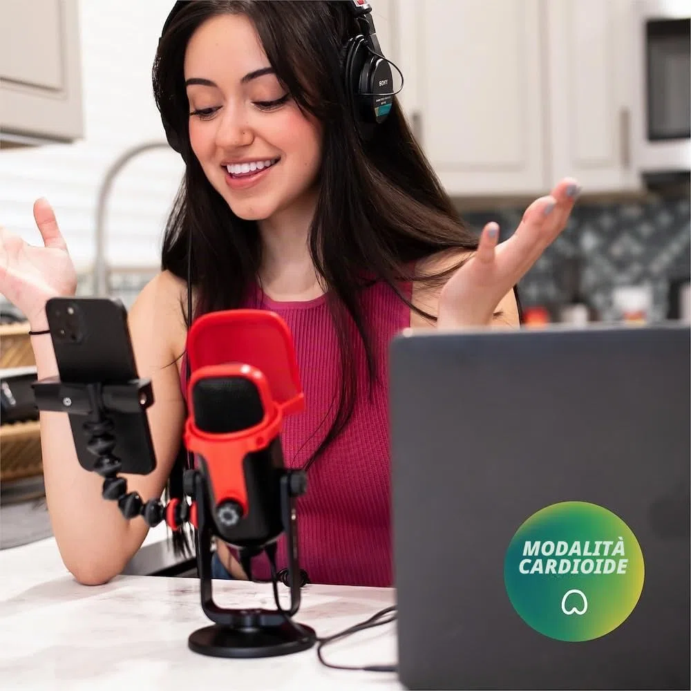 JOBY Wavo POD USB Microfono a Condensatore per PC, Streaming, Podcasting, Controlli Mute e Gain, Microfono per PC, Plug & Play per PC e Mac, Microfono USB, Microfoni a Condensatore