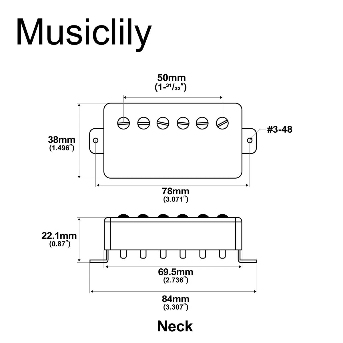 Artec LPA210 Alnico 5 Coperto Pick Up Humbucker Manico 8,4K per Chitarra Elettrica tipo Les Paul, Cromato