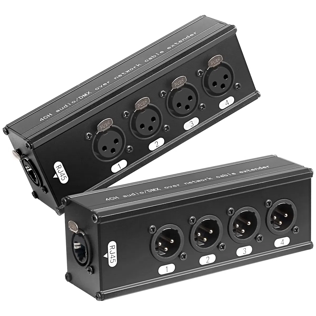 4 Canali Multi Rete, Cavi XLR Maschio e Femmina a 3 Pin e Ethercon, Estenditore di Cavo DMX su Rete, Compatibile con Estenditore Ethernet RJ45 Cat5/Cat6 (1 Coppia: 4 Maschio + 4 Femmina)