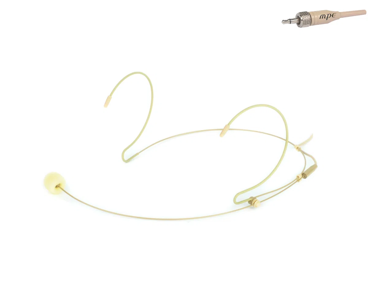 MPE - Microfono ad archetto color carne pelle rosa beige professionale a condensatore polarizzato cardioide per radiomicrofoni Jack 3,5mm con filettatura FEMMINA compatibile più modelli mod: HD10F