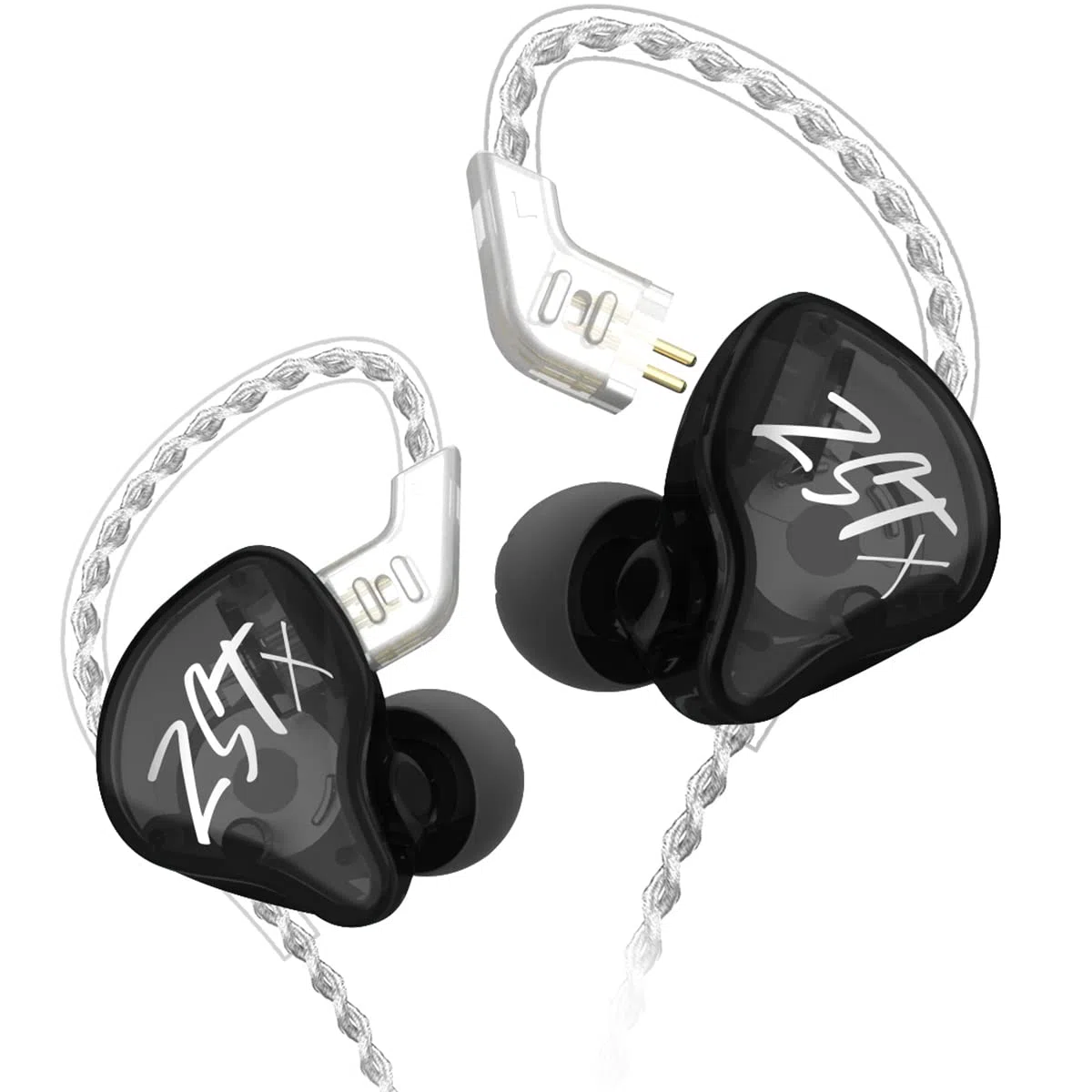 KZ ZST X in-ear monitor, auricolari dinamici ibridi a doppio driver ZSTX, HiFi Stereo IEM, con cavo staccabile, per musicisti e audiofili (senza microfono, nero)