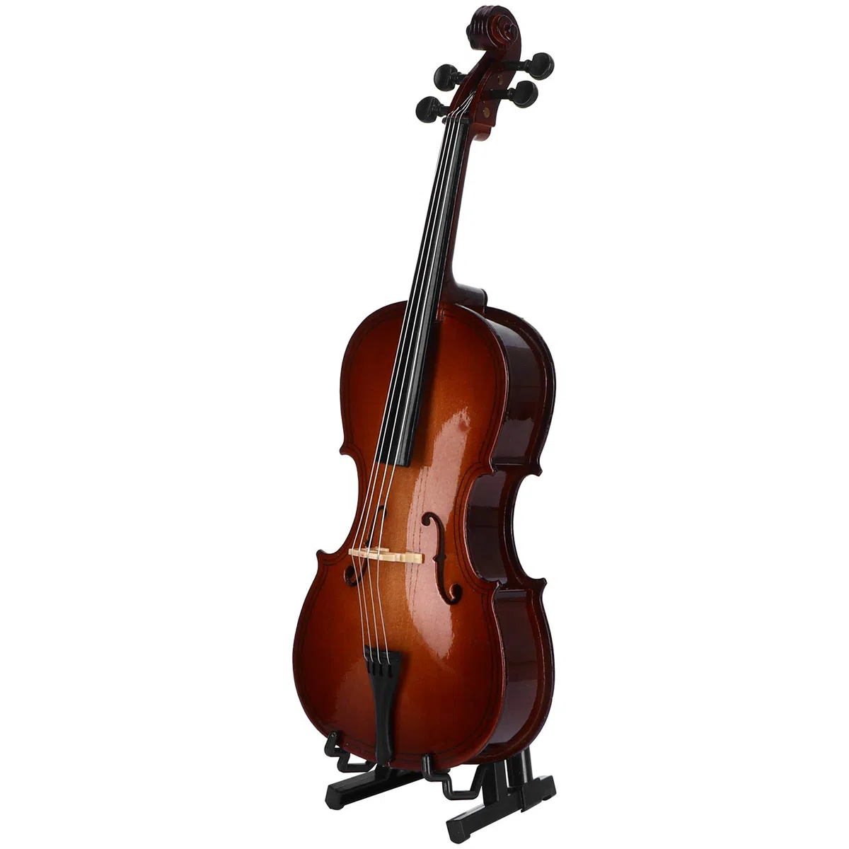 Violoncello in miniatura modello di strumento musicale, mini strumento musicale in tiglio modello di casa delle bambole in miniatura con supporto, arco e custodia, squisita fattura e aspetto
