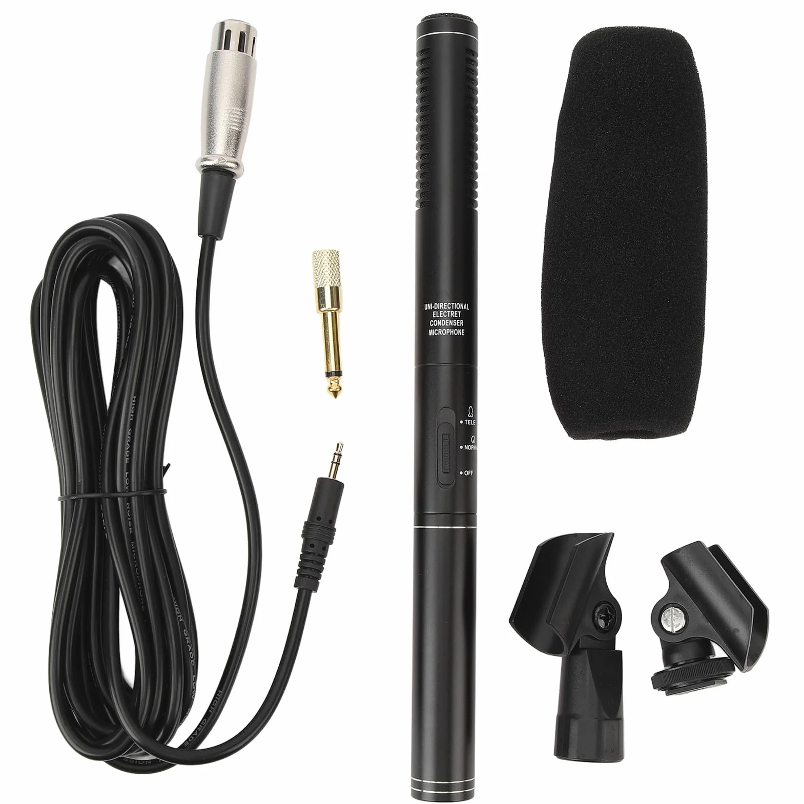 Tyenaza Microfono a Fucile, Microfono a Condensatore per Fucile da Caccia XLR, Microfono Direzionale Professionale ad Alta Sensibilità per Intervista per Reporter di Notizie Televisive, per Fotocamera