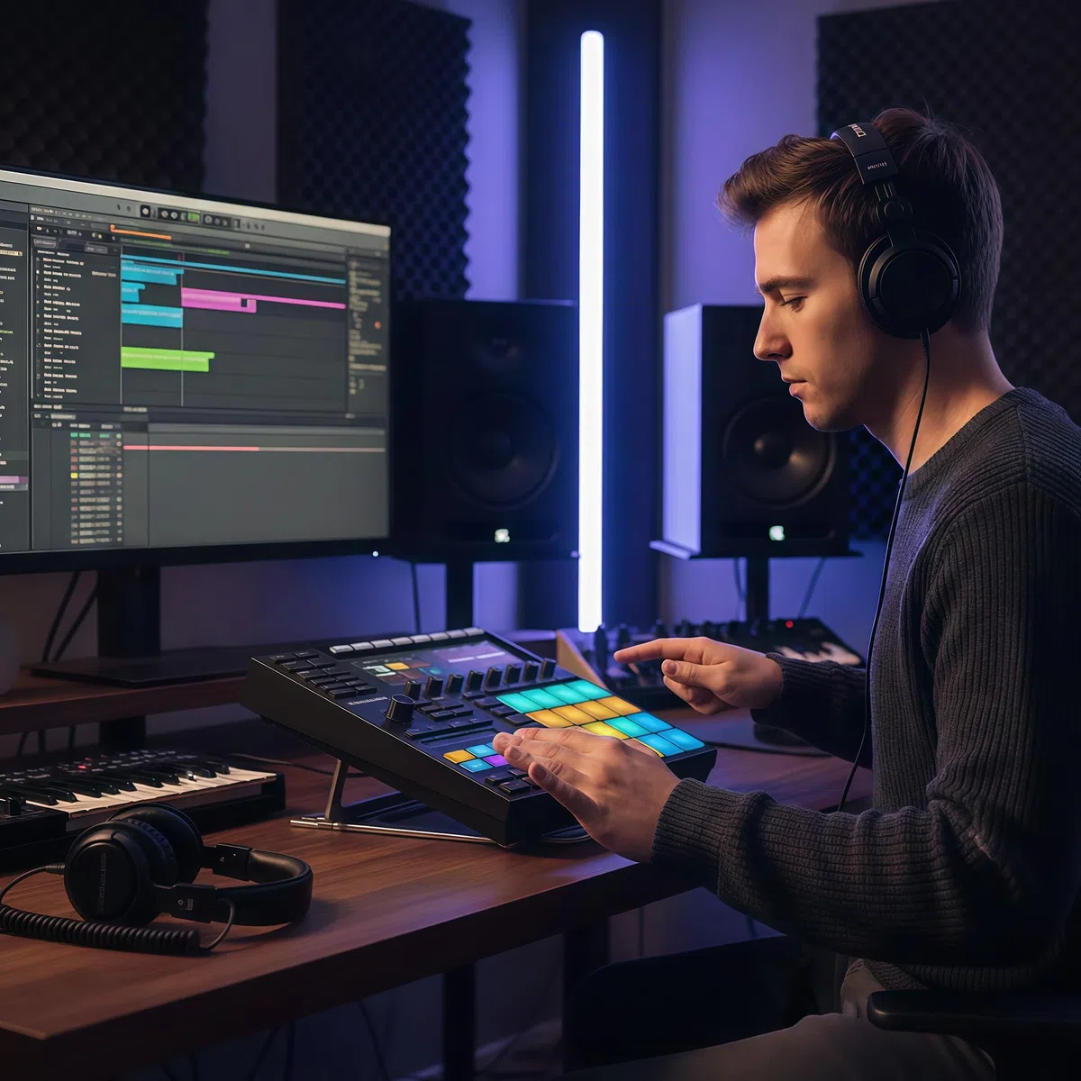 Musiin Home Studio Audio Mixer Stand Alluminio Portatile Pieghevole Supporto Behringer Mixer Drum Controller Strumenti NI Maschine MK3 Base Regolabile Ableton Push3 (Argento)