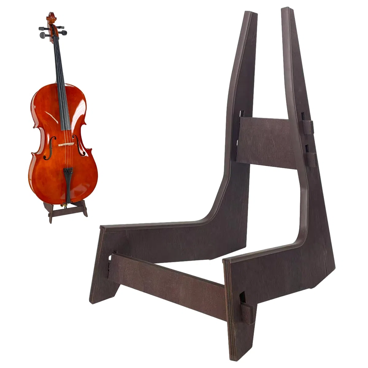 Supporto per violoncello in legno con protezione in gomma, supporto rimovibile per strumenti musicali portatile per chitarre violoncello 1/8-4/4 per violoncello e basso elettrico, supporto
