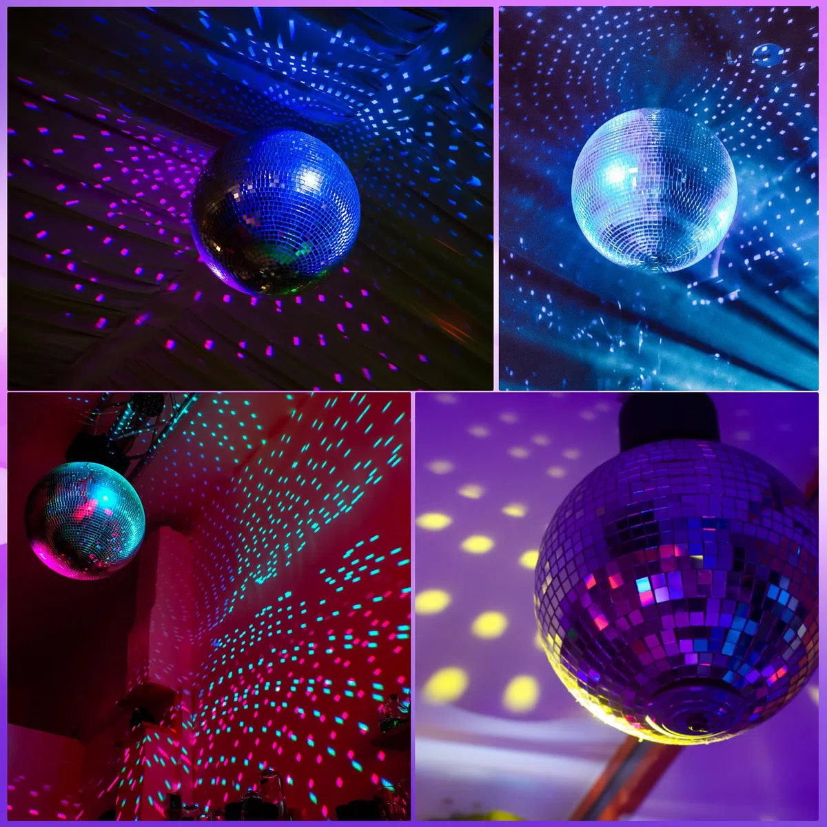 Palla da discoteca con 4 luci colorate e 18 perline LED creare discoteca effetti di Luce,motore rotante a 6 giri/min alimentato a batteria, sfera stroboscopica da 6 pollici