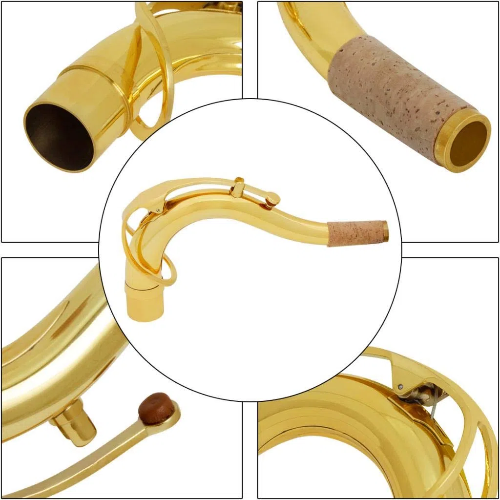 Sassofono Tenore Sax a Collo Baritono e Flat in Ottone Laccato Oro - Sharplace 1 Pezzo