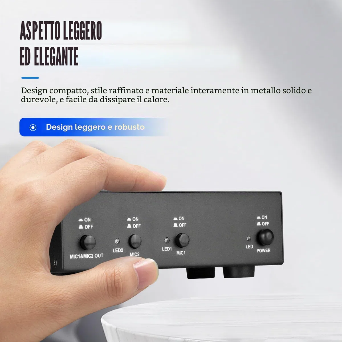 MC2 2 canali 48 V alimentazione phantom con cavo audio da 3,5 mm per il collegamento dell'interfaccia audio per microfono a condensatore, dispositivi di registrazione musicali (2 canali)