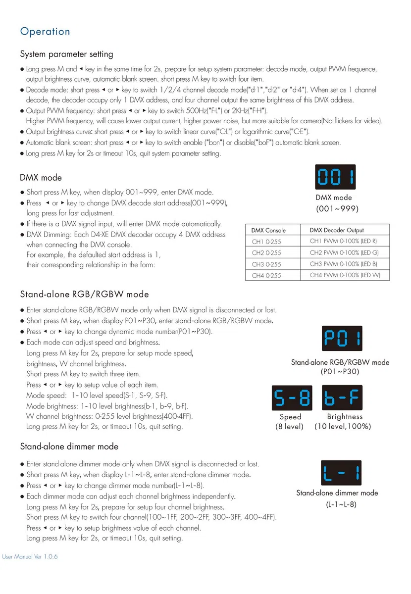 4 Channel Decoder DMX512 & RDM Decoder DMX 512 Digital Display Decoder Dimming Driver DMX512 Controller for LED RGBW Tape Strip Light RJ45 Connection
