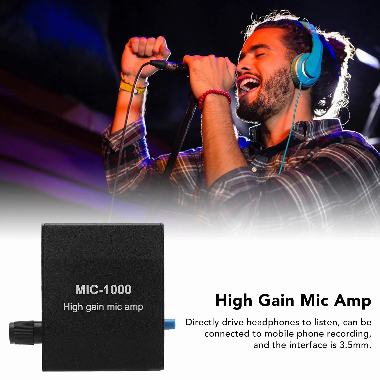 Amplificatore Microfonico MIC-1000, Preamplificatore Microfonico Piccolo, Preamplificatore Microfonico, per Podcast, Registrazione Live Streaming, Interfaccia 3,5 Mm,