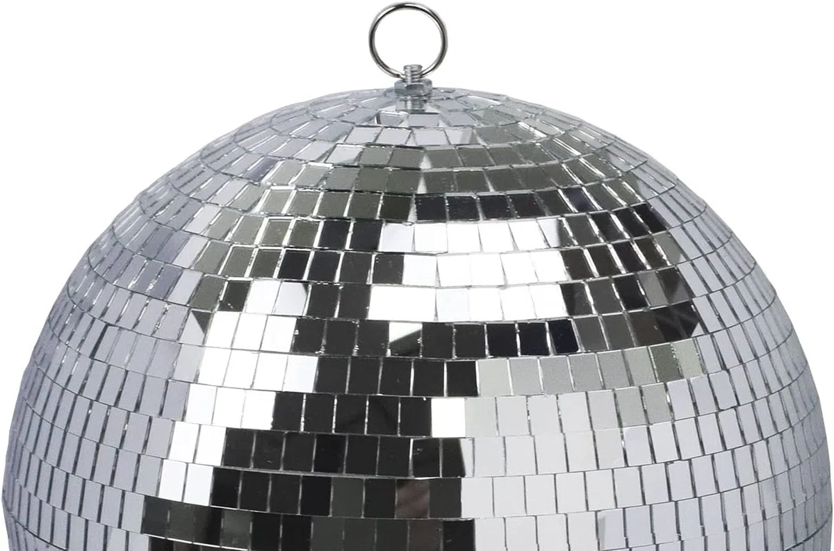 Sfera da discoteca a specchio da 30 cm, ideale per feste o DJ, effetto luce per Natale (30 cm, argento)