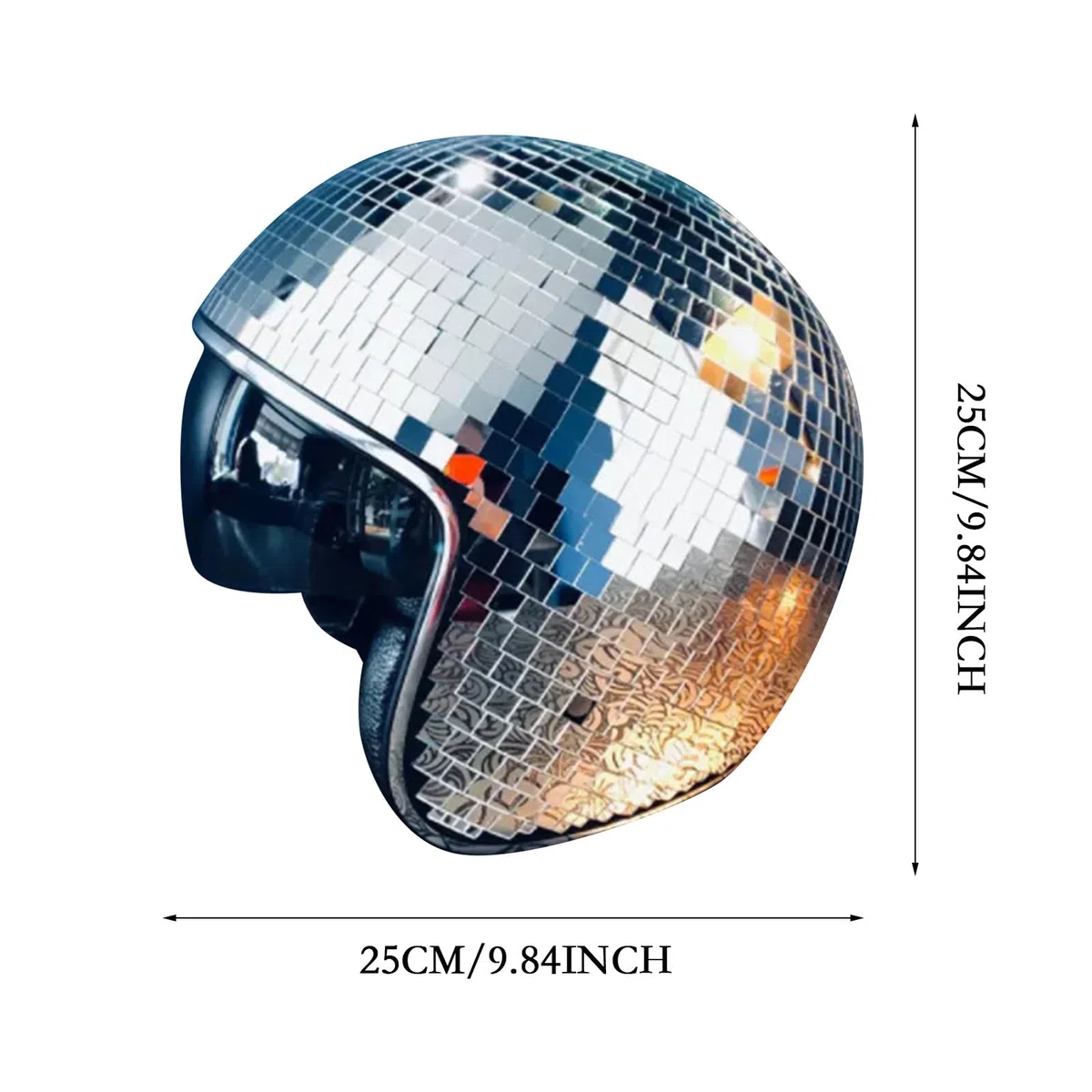 Kashyke Sfera da discoteca, casco da discoteca, cappello da discoteca, sfera da discoteca, argento oro, ultimale, specchio pieno con glitter, palla da discoteca, cappello per uomo e donna, Dj Club