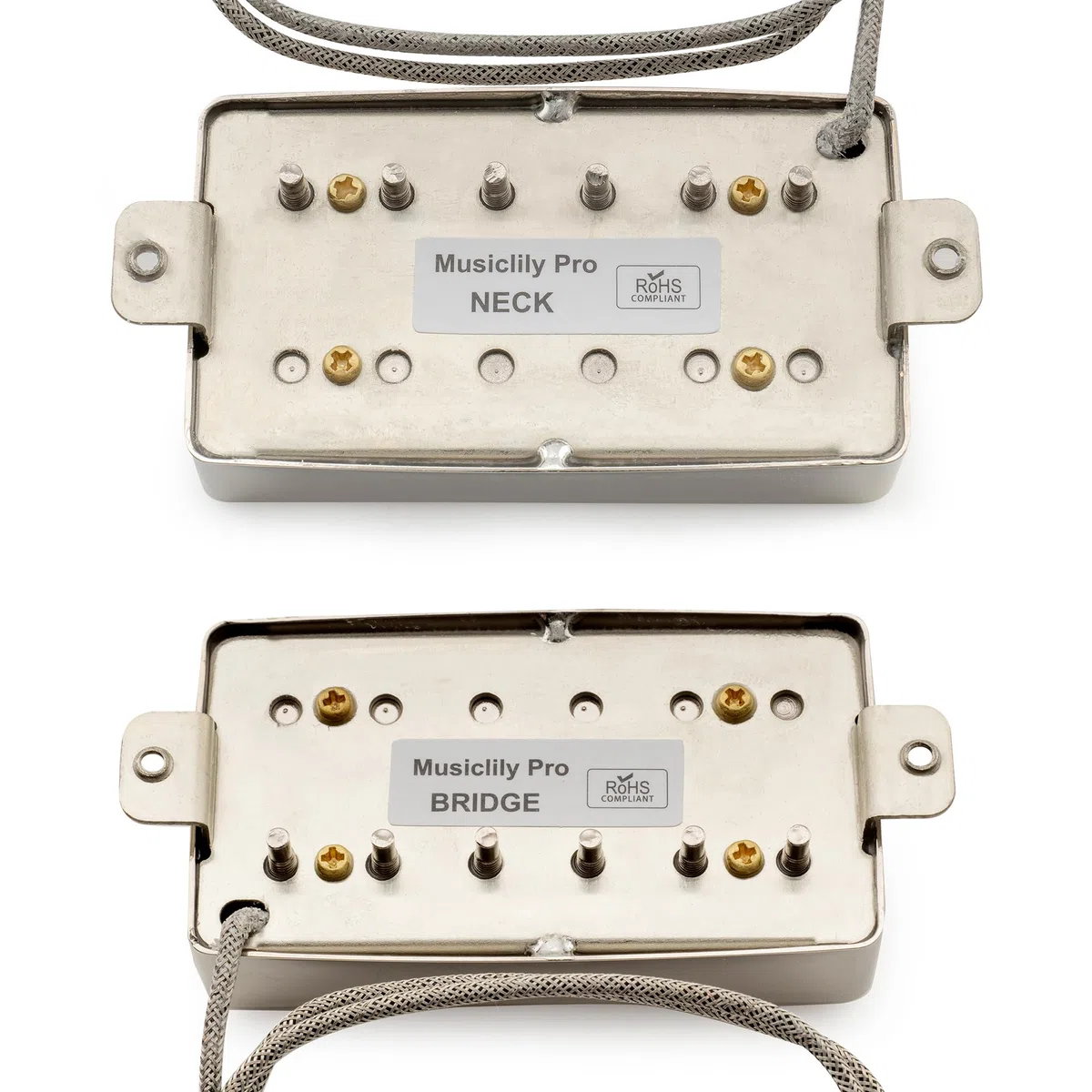 Musiclily Pro LP-CBLA Alnico 5 Pickup Humbucker Copertura Manico Ponte Set 7,8K/8,8K per Chitarra Elettrica tipo LP, Nickel
