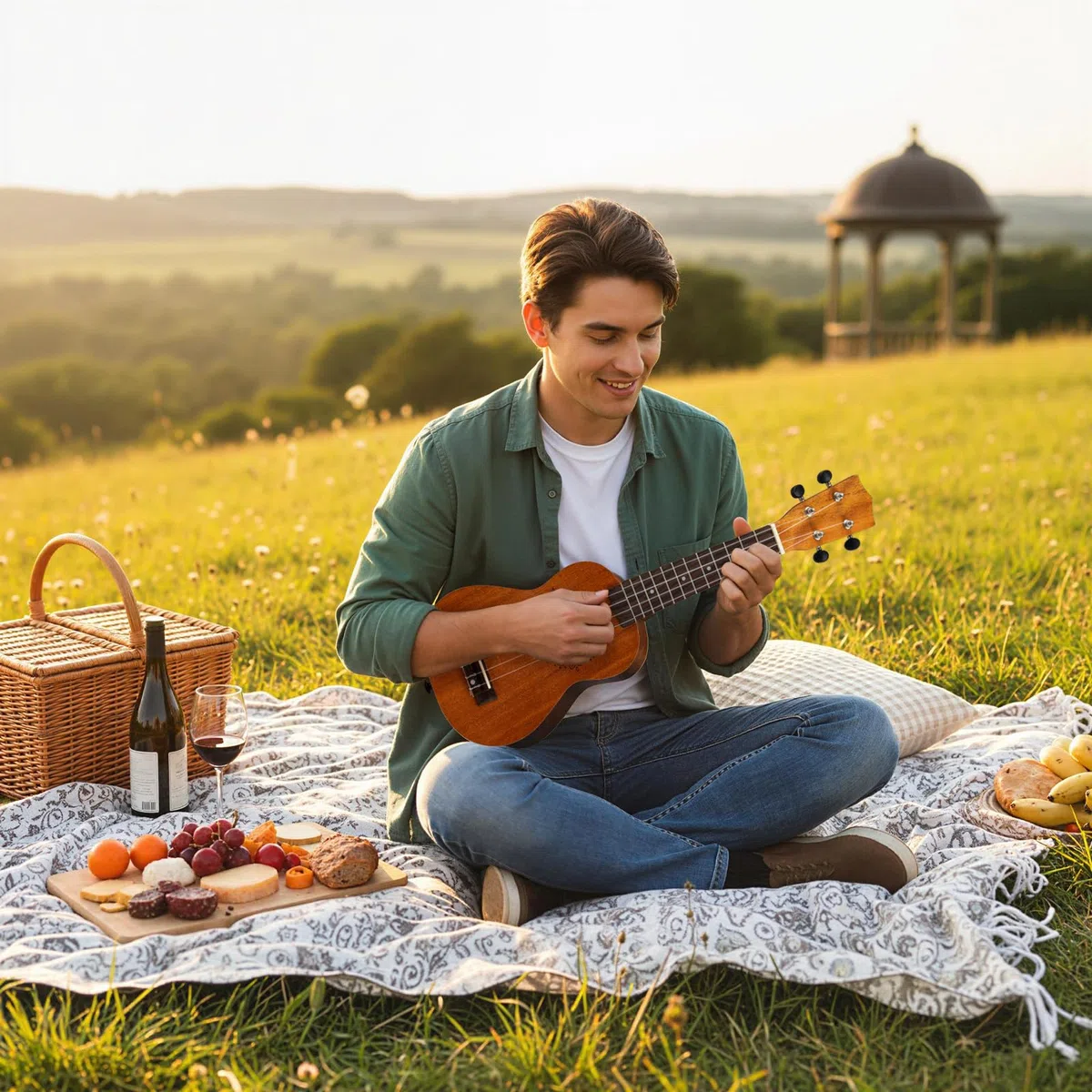 KOMFOTTEU Ukulele da 21 pollici in legno di mogano, set ukulele con tracolla regolabile, set chitarra con plettro e corde in nylon, borsa da trasporto, strumenti musicali per adulti e bambini
