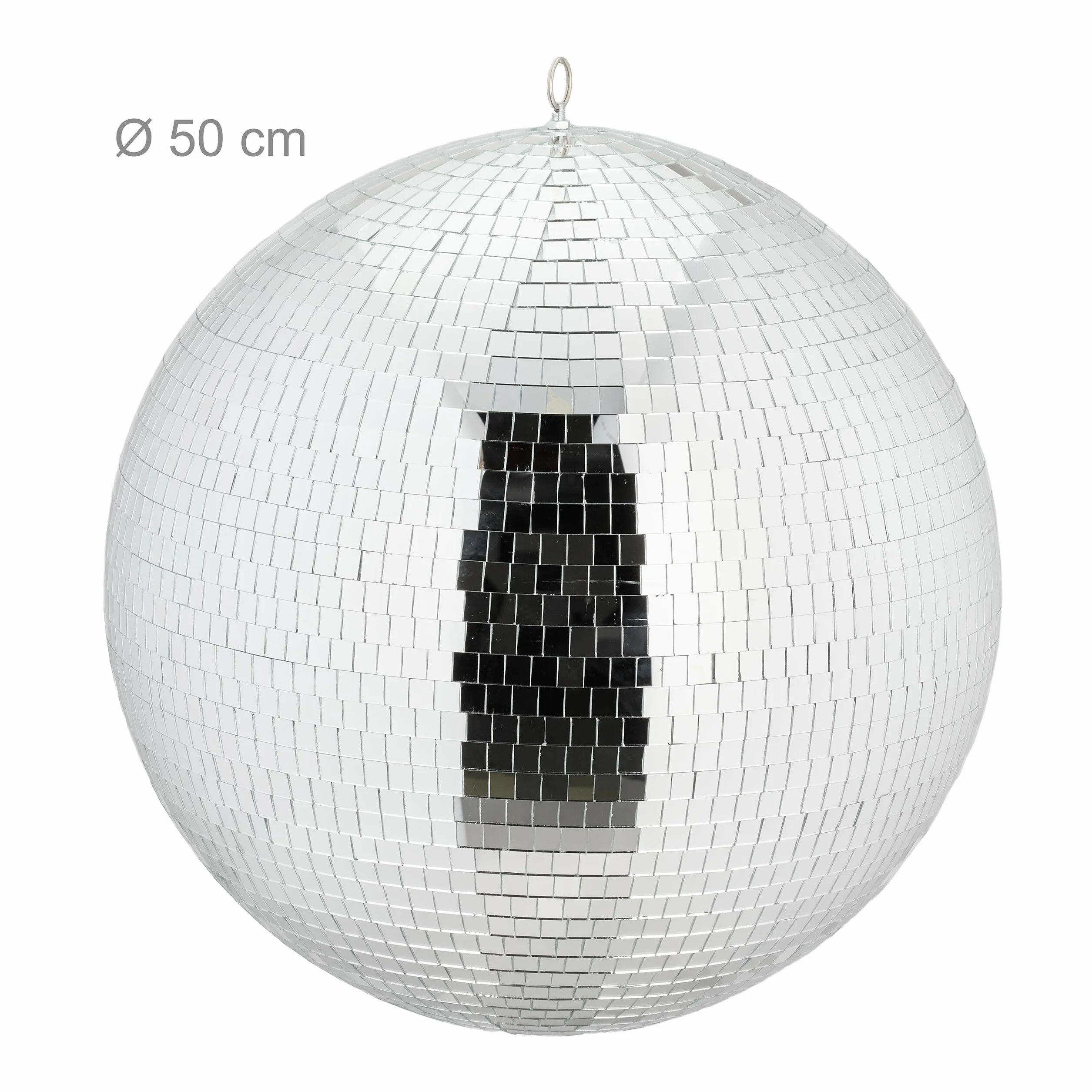 Relaxdays Palla da Discoteca Strobosferica, Ø 50 cm, Mirror Disco Ball, Strobosfera a Specchio, Party Gadget, Argentato