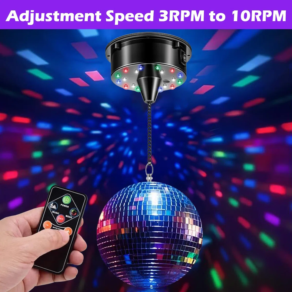 Palla Da Discoteca Palla A Specchio, 15 Cm Palla Da Discoteca Rotante Luce Da Discoteca Luci Da Festa Luci Motorizzate Con Telecomando Per Feste (velocità regolabile)