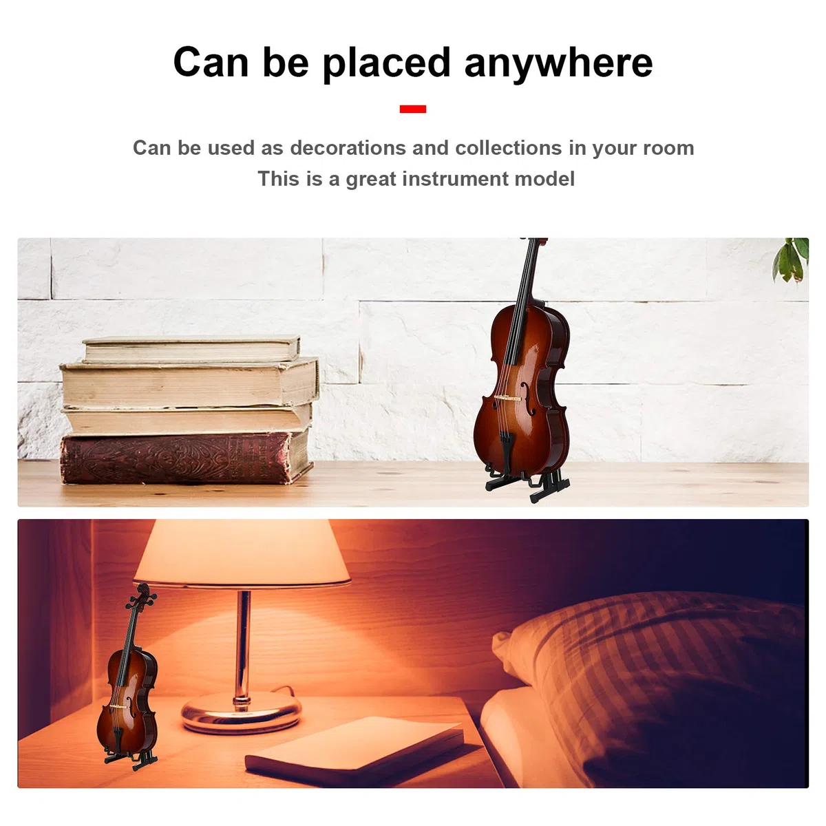Violoncello in miniatura modello di strumento musicale, mini strumento musicale in tiglio modello di casa delle bambole in miniatura con supporto, arco e custodia, squisita fattura e aspetto