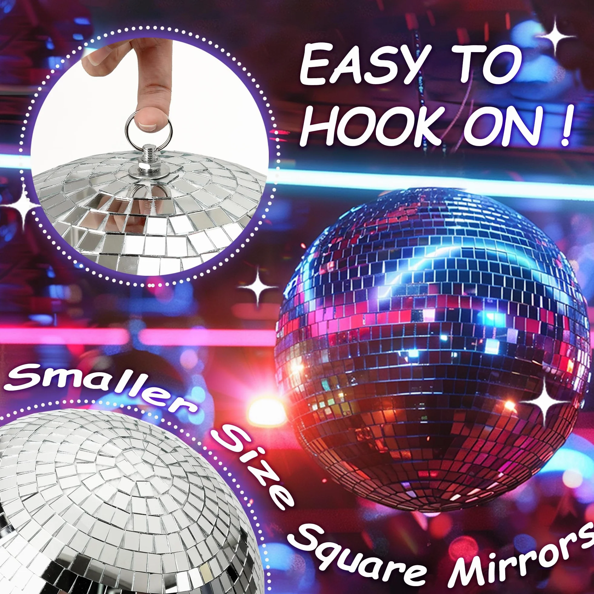 Sfera Specchiata da Disco - Sfera da Disco Specchio da 30 cm, Ideale per DJ, Discoteca, Festa, Matrimonio, Decorazione Domestica e Scena dal Vivo con Anello di Sospensione per Facile Installazione