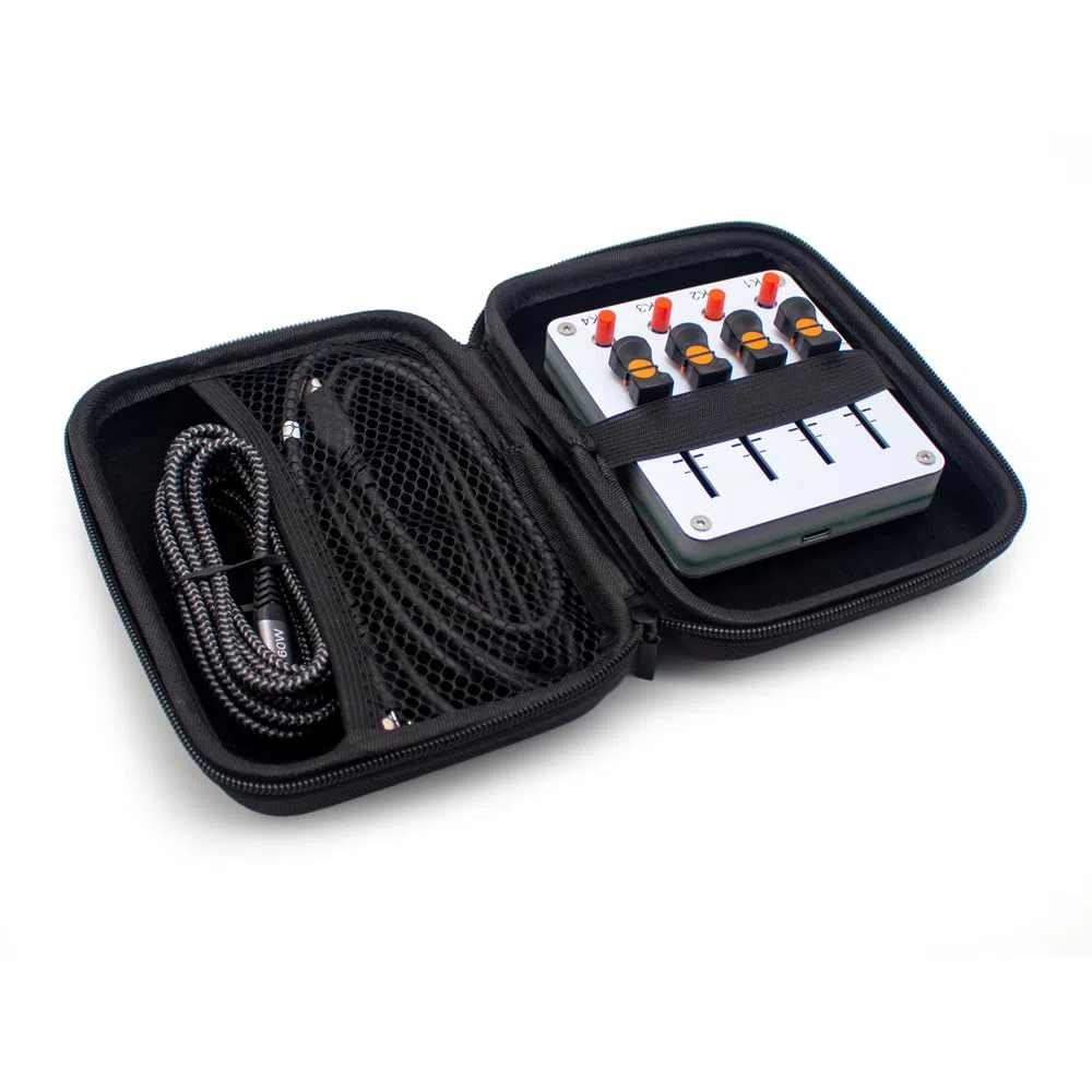Toplionace Controller MIDI a 4 Canali con Fader da 45mm e 4 Pulsanti, USB-C, Plug & Play per Software Daw Musicali.