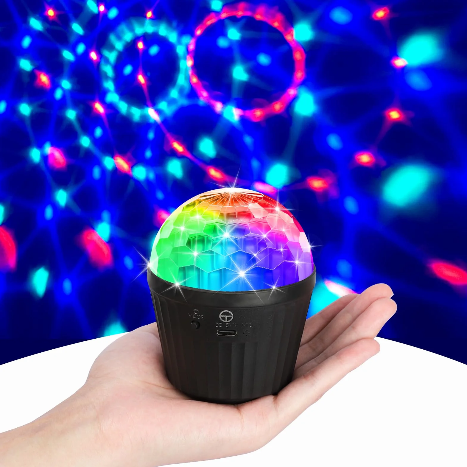 Mini luci discoteca, Luce da luci palla Festa Musicale Controllata10 Modalità Effetto Strobo luce discoteca Telecomando e USB 2M per Famiglia, Festa Disco Bambini, Feste, Club, Matrimoni