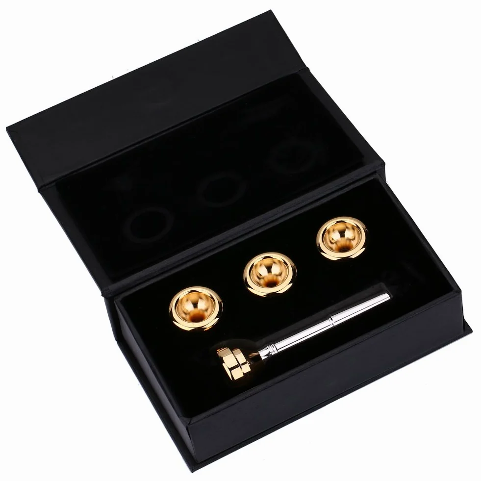 Ausla Set Bocchino per Tromba, 1 1/2CH 3CH 5CH 7CH, Ottone con Coppe Placcate Argento e Oro