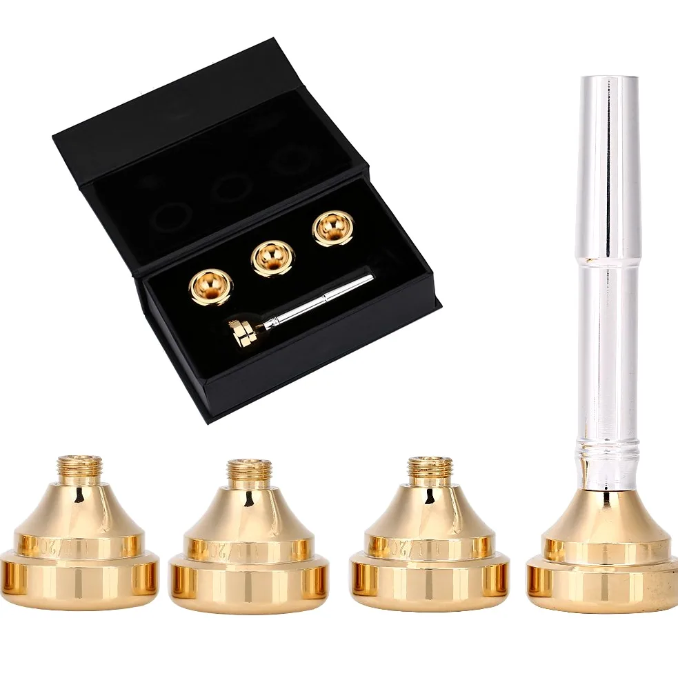 Ausla Set Bocchino per Tromba, 1 1/2CH 3CH 5CH 7CH, Ottone con Coppe Placcate Argento e Oro