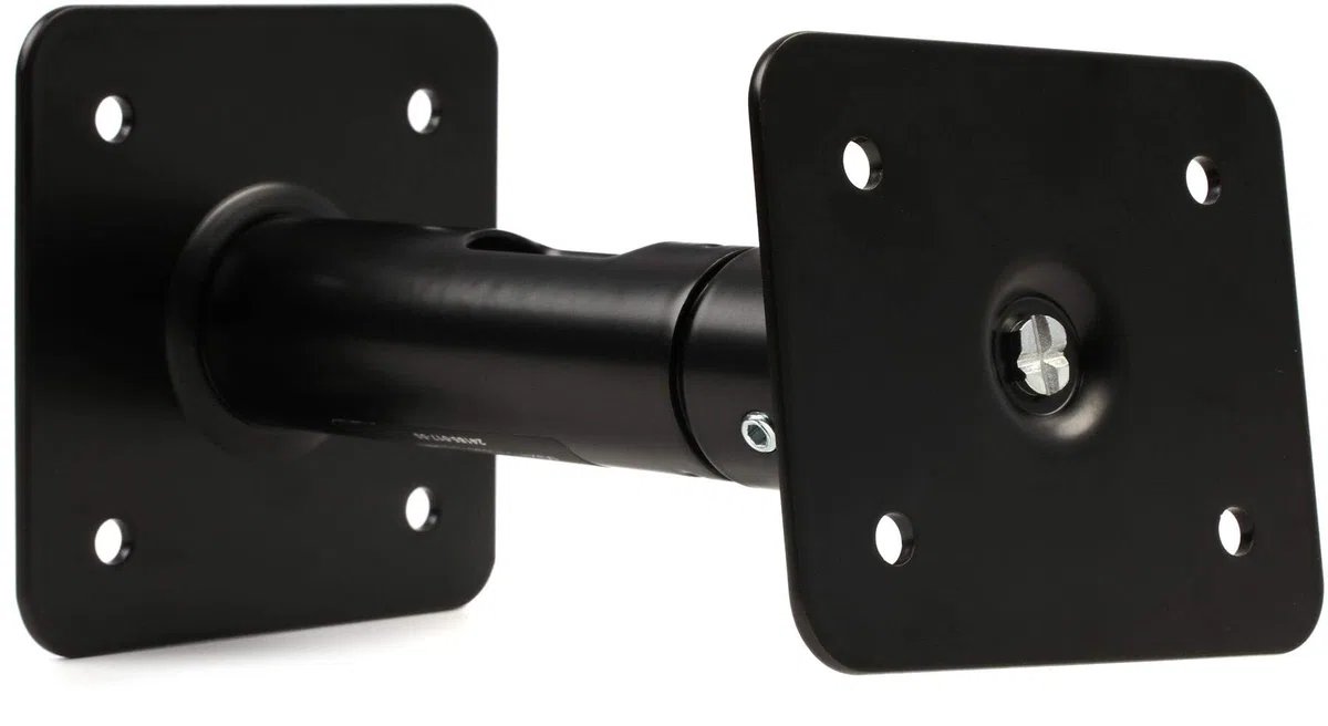 K&M 24185 Supporto da parete/soffitto per amplificatore, in acciaio, nero - rotazione a 360° - inclinazione fino a 90° - supporta fino a 10 kg