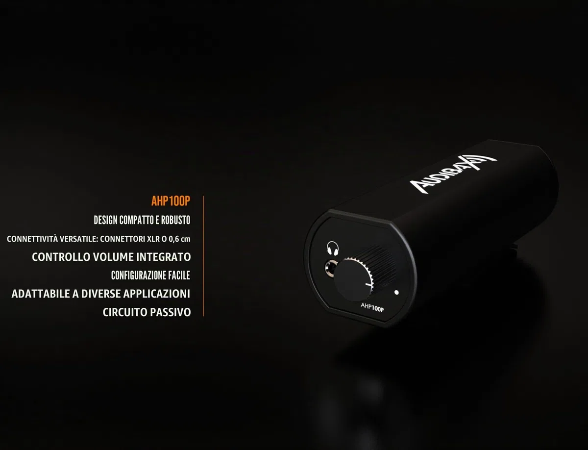 Audibax AHP-100P - Monitor in-Ear Personale Passivo - Sistema IEM Professionale per Studio, Performance dal Vivo o Prove con la Band - Circuito Passivo - Controllo Volume Integrato