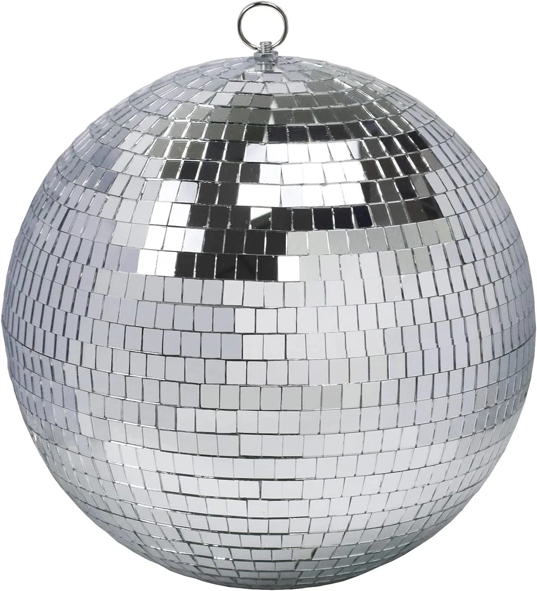 Sfera da discoteca a specchio da 30 cm, ideale per feste o DJ, effetto luce per Natale (30 cm, argento)