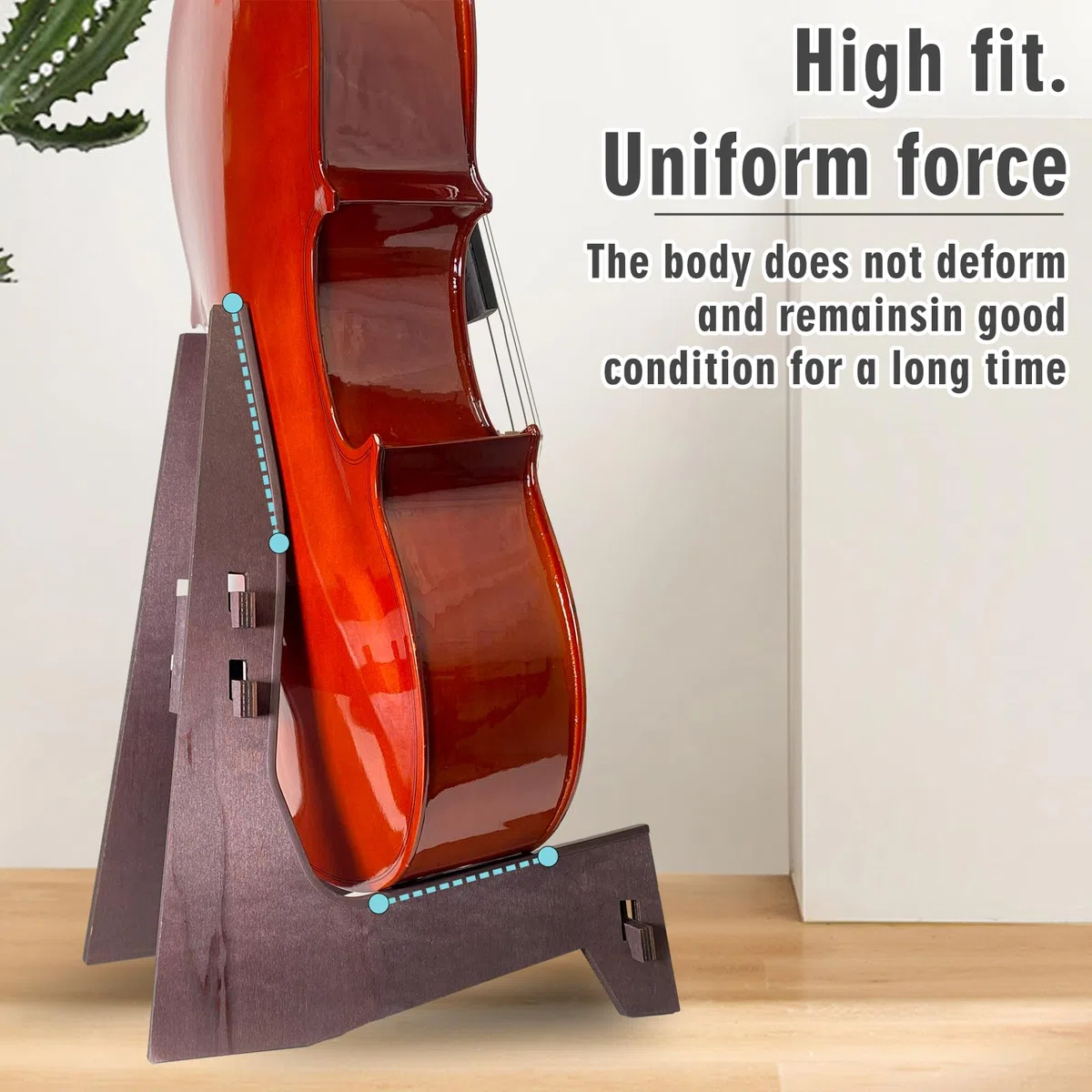 Supporto per violoncello in legno con protezione in gomma, supporto rimovibile per strumenti musicali portatile per chitarre violoncello 1/8-4/4 per violoncello e basso elettrico, supporto