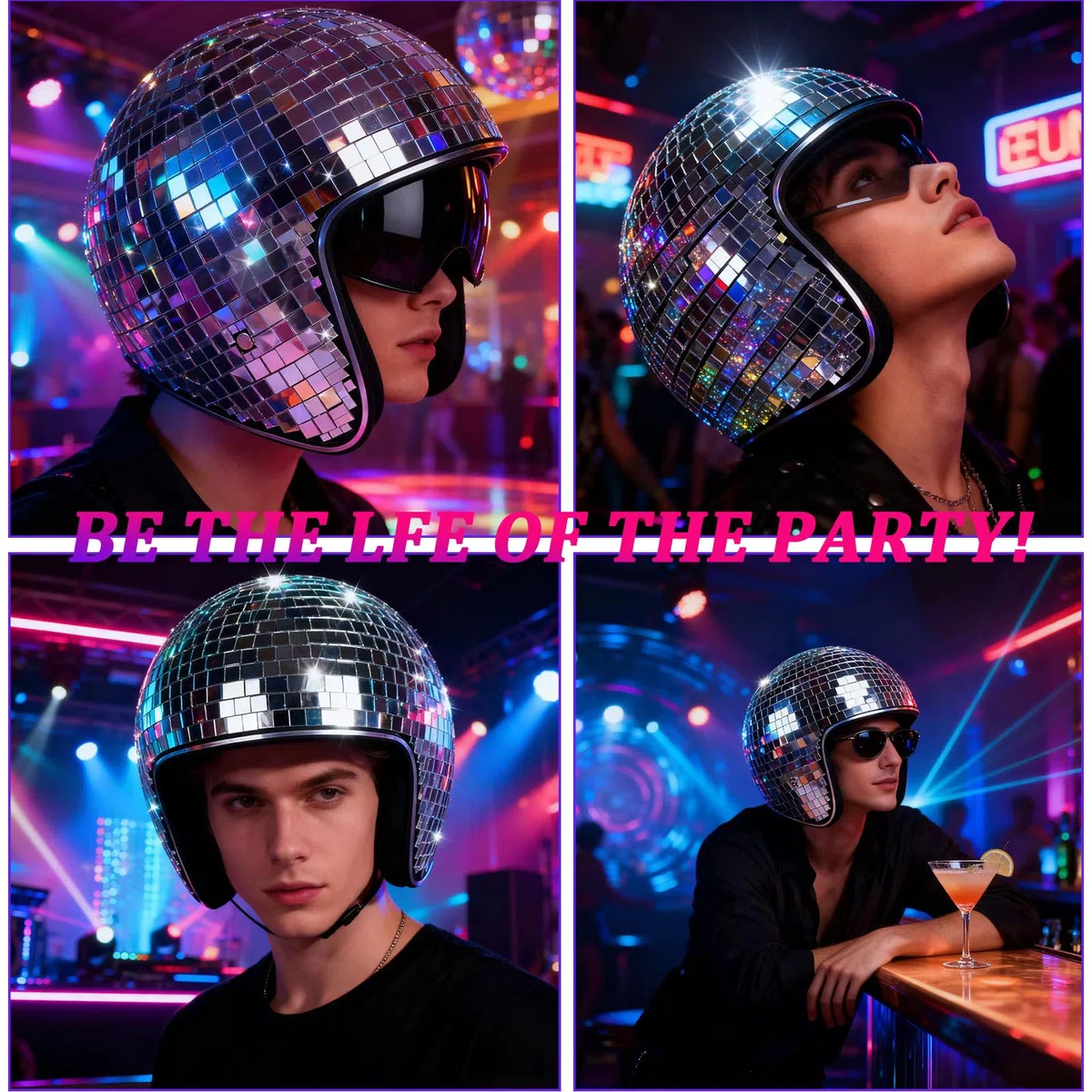 Cappello Ball Disco, cappello a specchio da discoteca, caschi da Discoteca Vetro Specchio Glitterato, Splendidi caschi per DJ,Festa, Danza, Discoteca