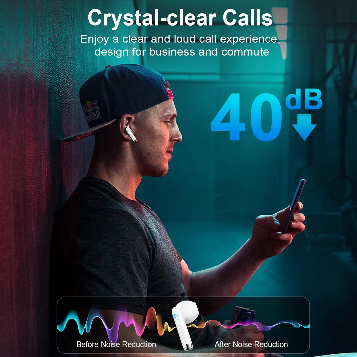 Cuffie Bluetooth 5.4, 2025 Auricolari Bluetooth 42Ore 3D Stereo Cuffie Wireless In Ear con 4 ENC Mic, Cuffie Senza Fili Cancellazione Rumore Cuffiette Sport IP7 Impermeabili Headphones per iOS/Android