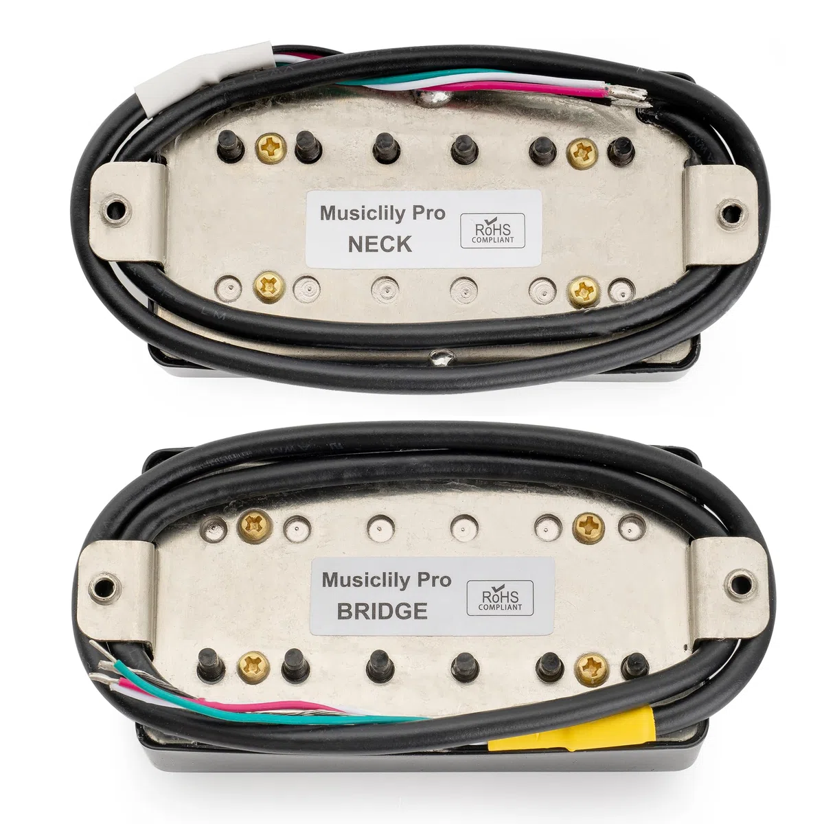 Musiclily Pro LP-CMHA Alnico 5 Pickup Humbucker Copertura Manico Ponte Set 7,5K/16K per Chitarra Elettrica tipo LP, Nero