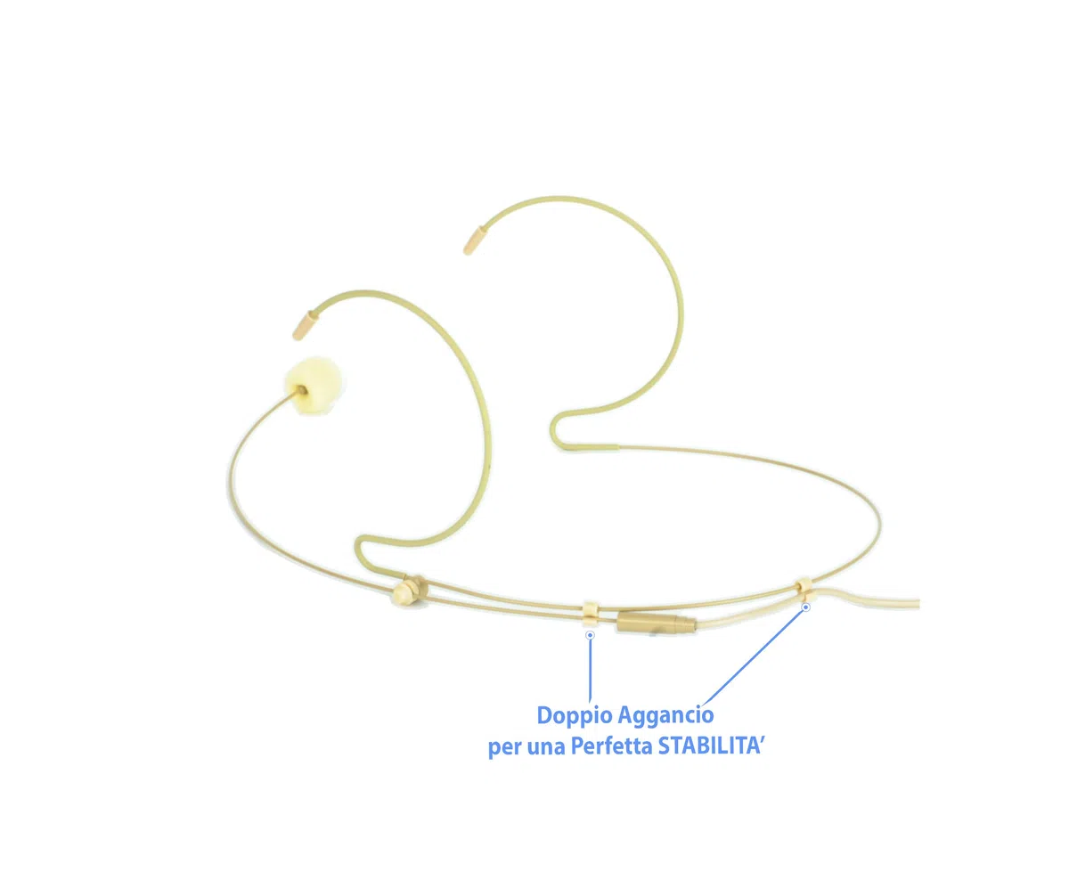 MPE - Microfono ad archetto color carne pelle rosa beige professionale a condensatore polarizzato cardioide per radiomicrofoni Jack 3,5mm con filettatura FEMMINA compatibile più modelli mod: HD10F