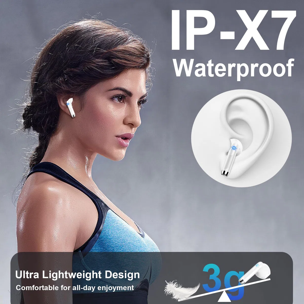 Cuffie Bluetooth 5.4, 2025 Auricolari Bluetooth 42Ore 3D Stereo Cuffie Wireless In Ear con 4 ENC Mic, Cuffie Senza Fili Cancellazione Rumore Cuffiette Sport IP7 Impermeabili Headphones per iOS/Android