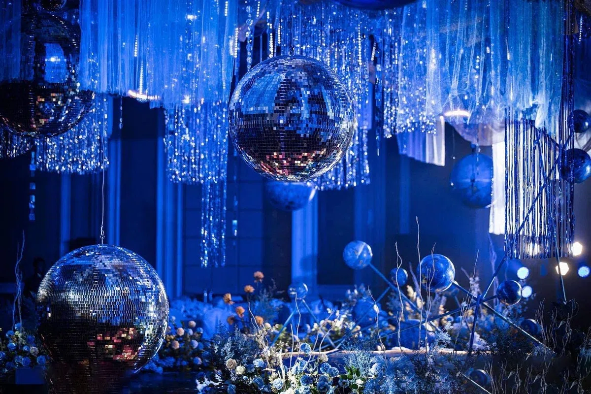 Sfera da discoteca a specchio da 30 cm, ideale per feste o DJ, effetto luce per Natale (30 cm, argento)