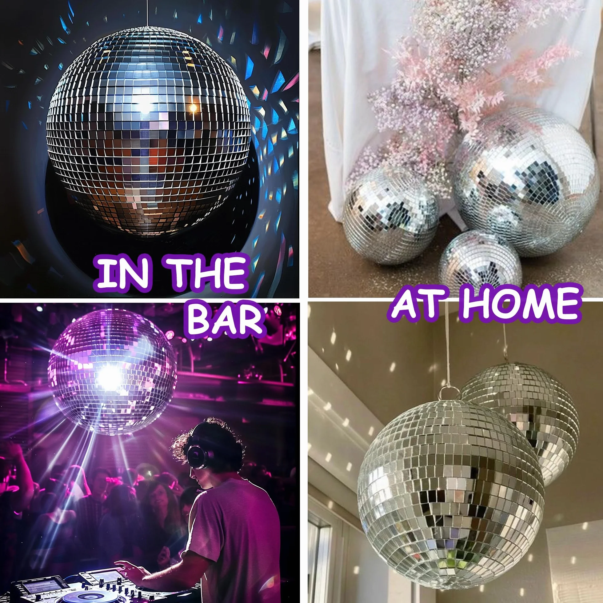 Sfera Specchiata da Disco - Sfera da Disco Specchio da 30 cm, Ideale per DJ, Discoteca, Festa, Matrimonio, Decorazione Domestica e Scena dal Vivo con Anello di Sospensione per Facile Installazione