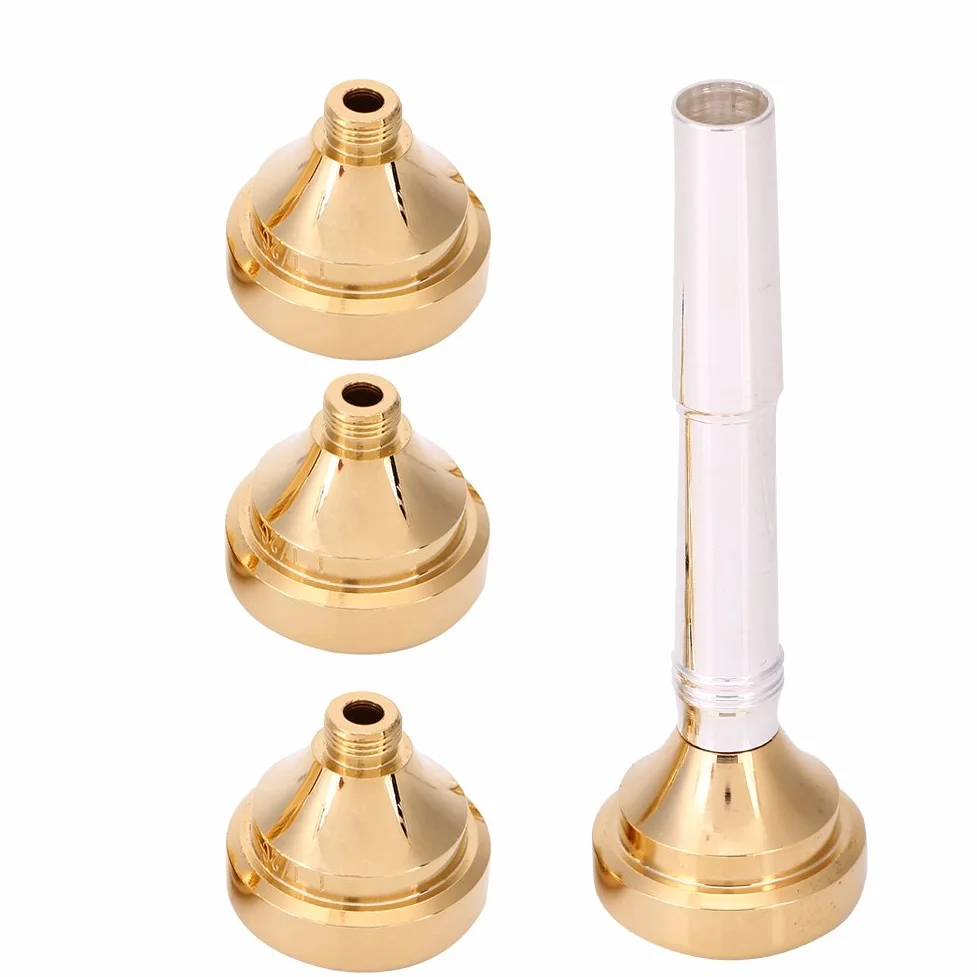 Ausla Set Bocchino per Tromba, 1 1/2CH 3CH 5CH 7CH, Ottone con Coppe Placcate Argento e Oro