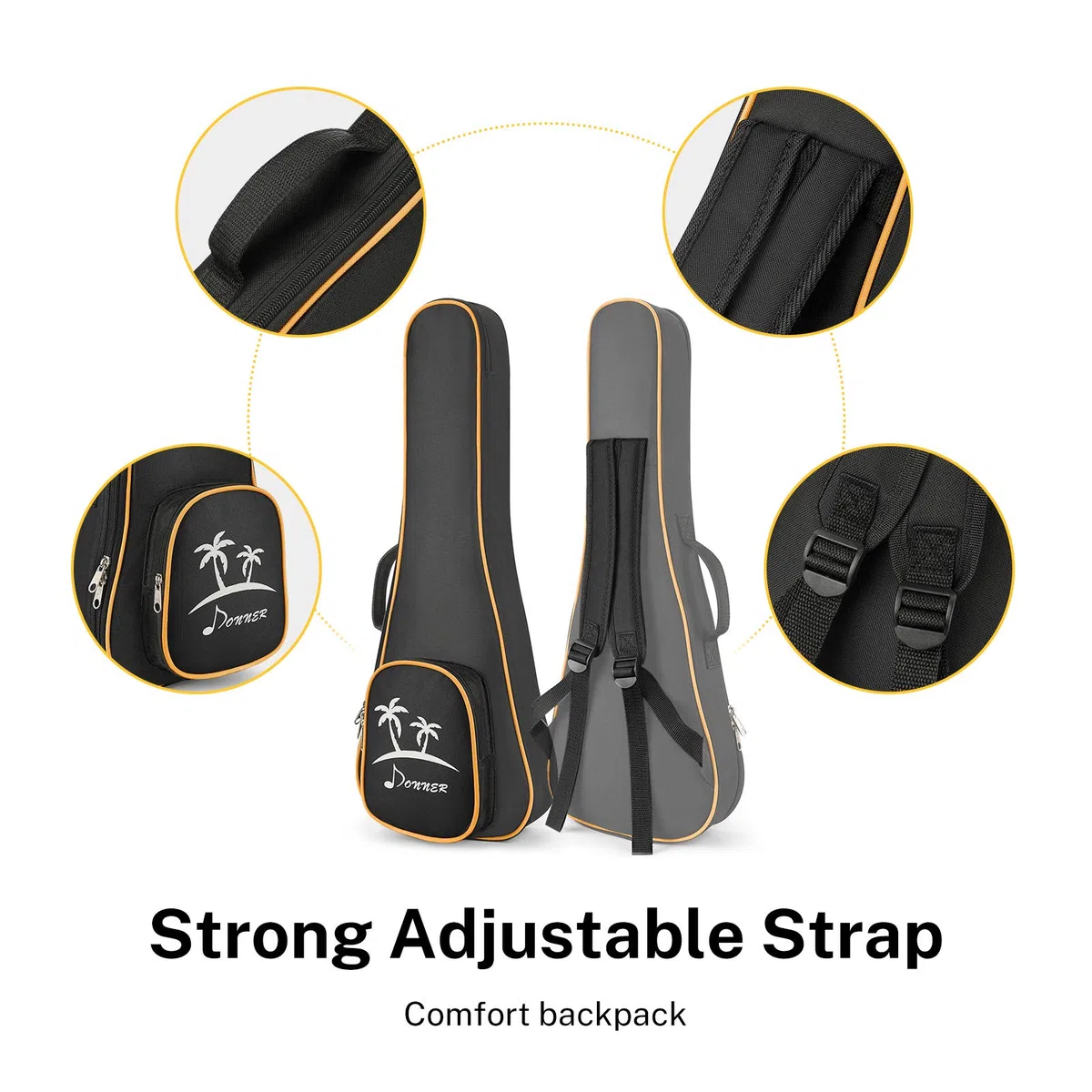 Donner Ukulele Soprano Mogano 21 pollici Kit per Principianti, Lezioni Online, Borsa, Tracolla, Corde in Nylon, Accordatore, Plettri, Panno, Set Ukulele DUS-1, Regalo di Natale